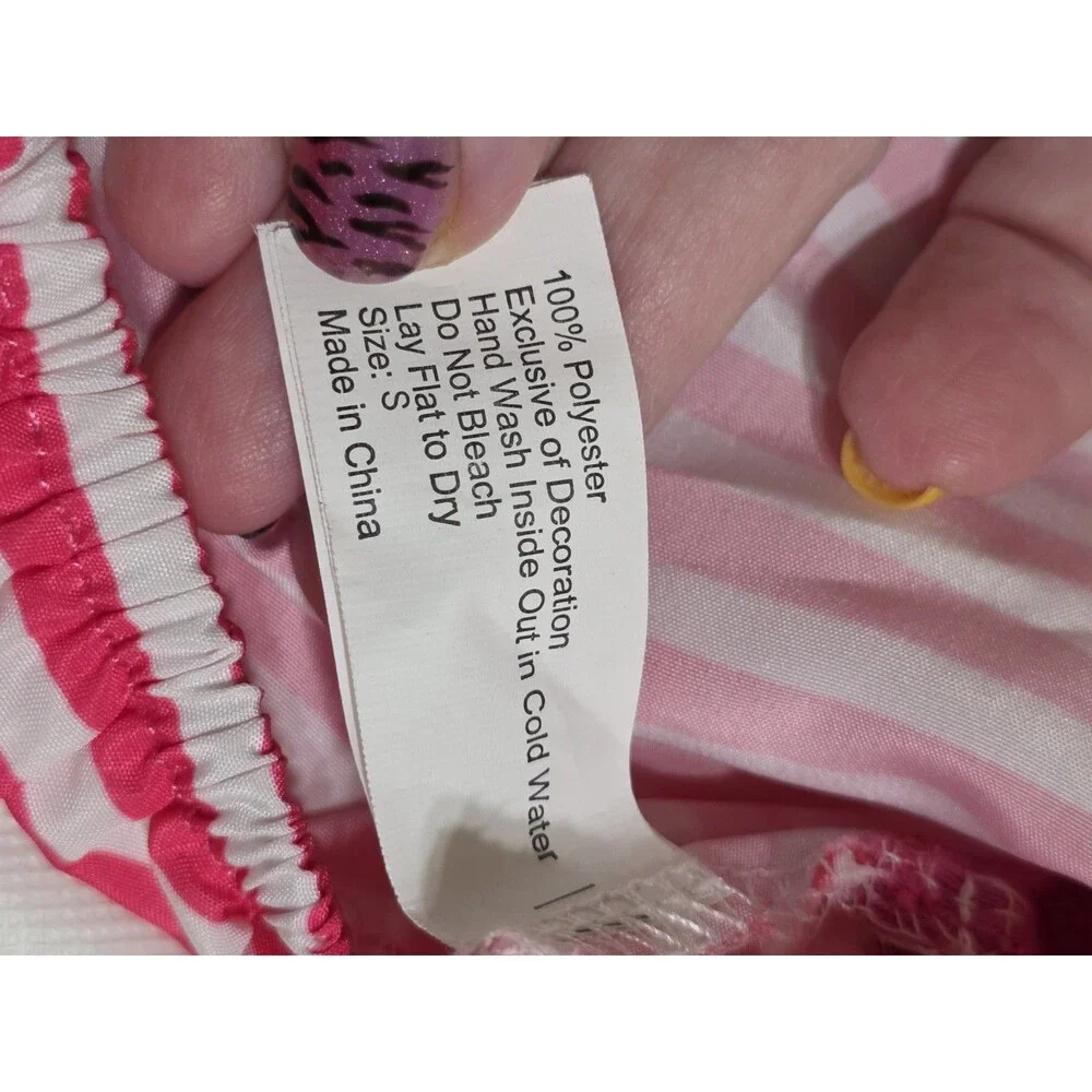 Simply Dog Pink & White Stripes & Polka Dot Dog Dress Size Small